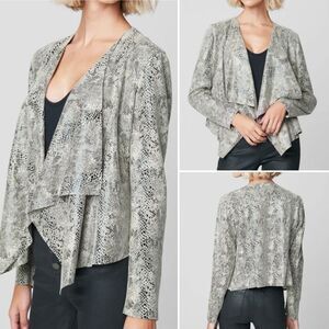 Blank NYC Faux Leather Snakeskin Print Waterfall Drape Open Jacket Sz S